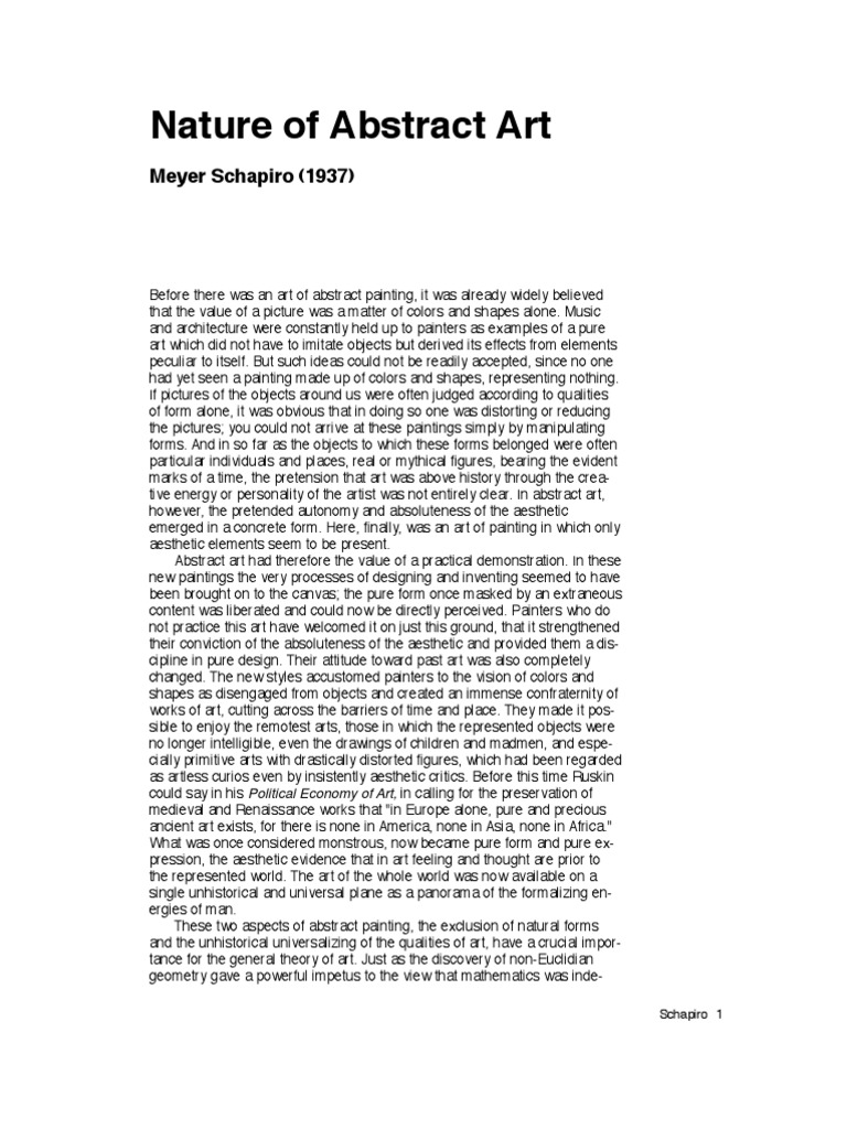 Schapiro - Nature of Abstract Art | PDF | Abstract Art | Paintings