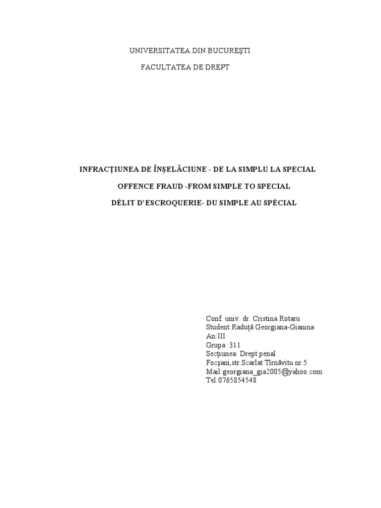 Infractiunea de Inselaciune | PDF