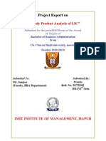 Project Report On: "A Study Product Analysis of LIC"