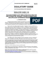 NRC guide nuclear power plant simulation facilities