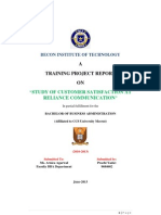 A Training Project Report ON: "Study of Customer Satisfaction at Reliance Communication"