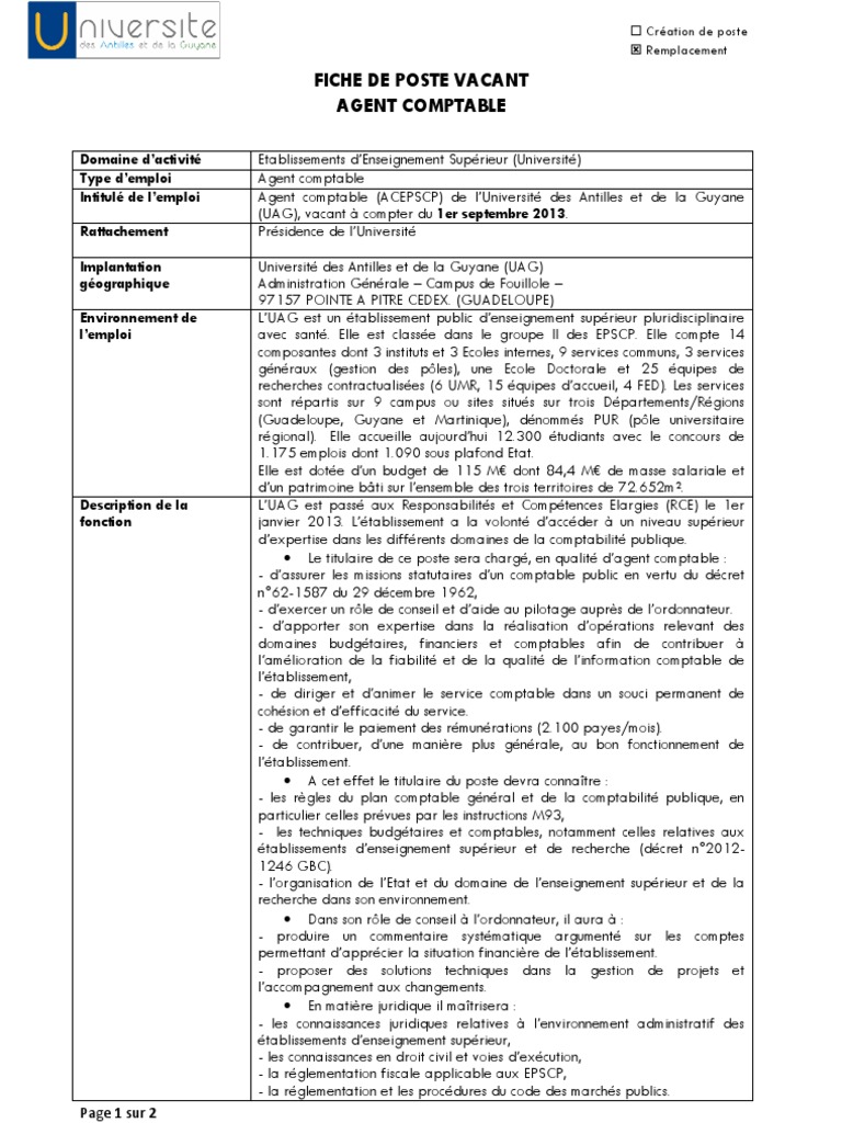 L'UAG recrute un Agent Comptable  Business  Politique