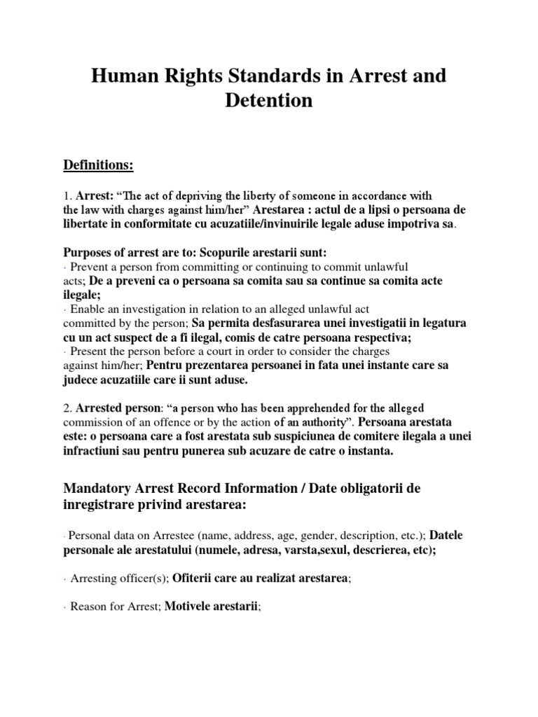 Human Rights in Arrest and Detention | PDF | Arrest | Torture