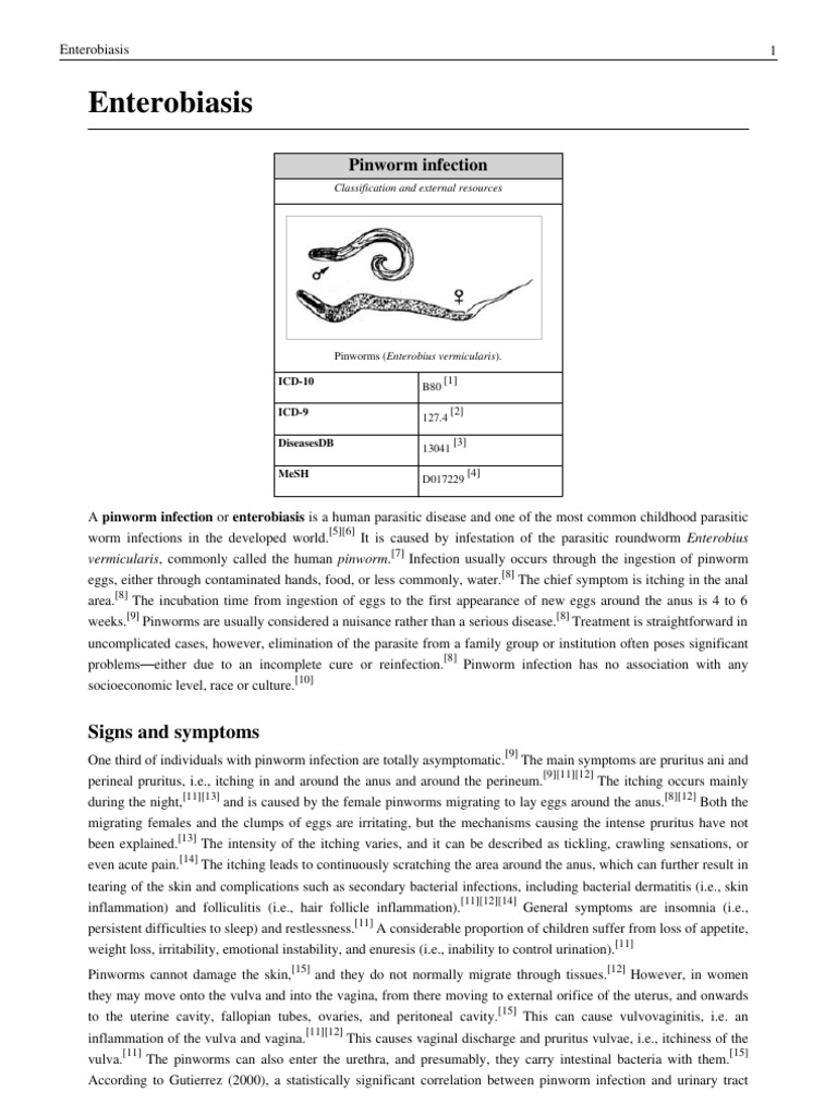 enterobius vermicularis icd 10