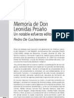 Memoria de Don Leonidas Proaño Un Notable Esfuerzo Editorial