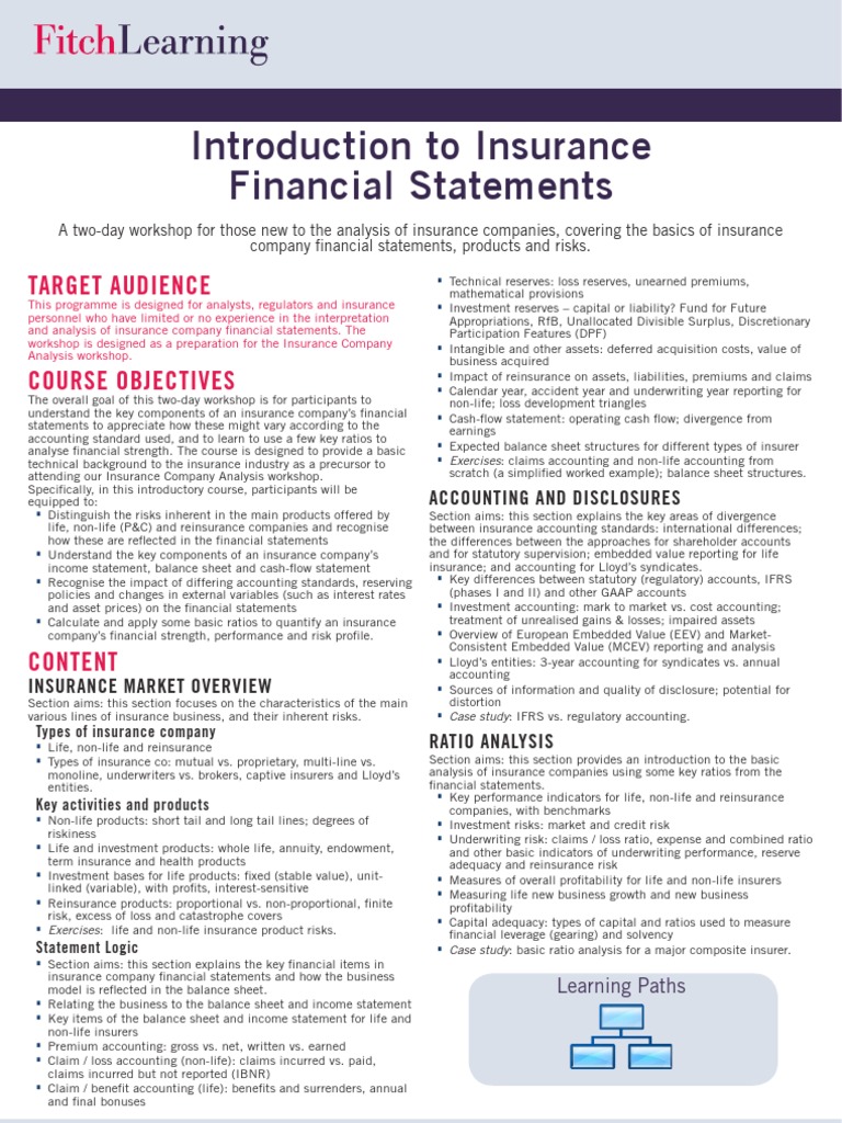 Intro to Insurance Financial Statements | PDF | Reinsurance | Insurance