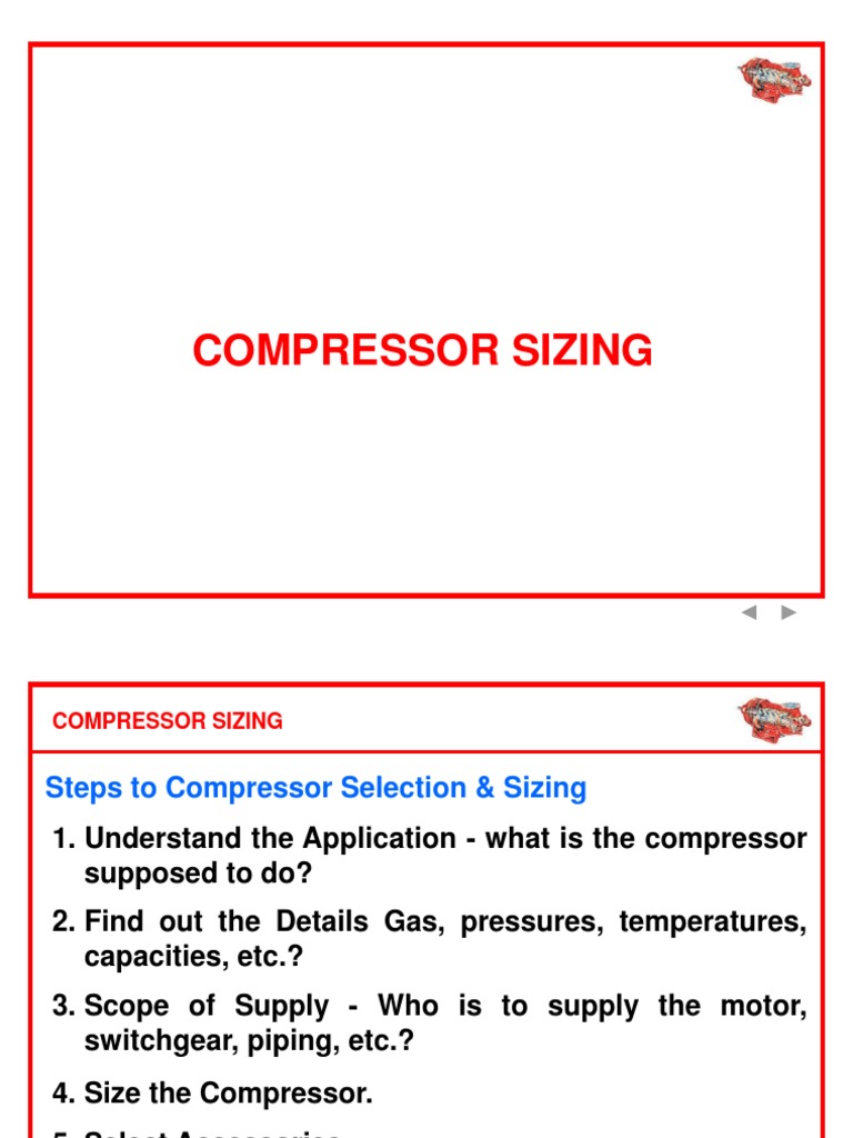 Compressor Sizing Guide Steps | PDF