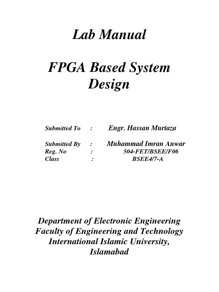 Fpga Lab Reports 1-8 2 | PDF | Field Programmable Gate Array ...