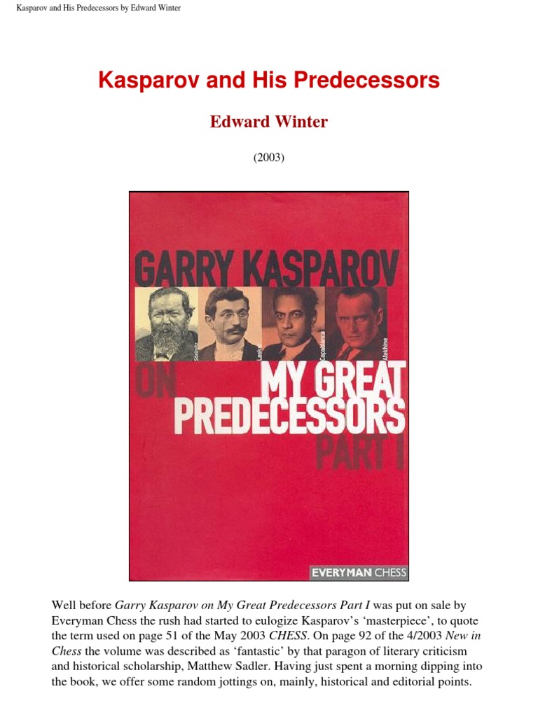 Karpov's Writings (article by Edward Winter)