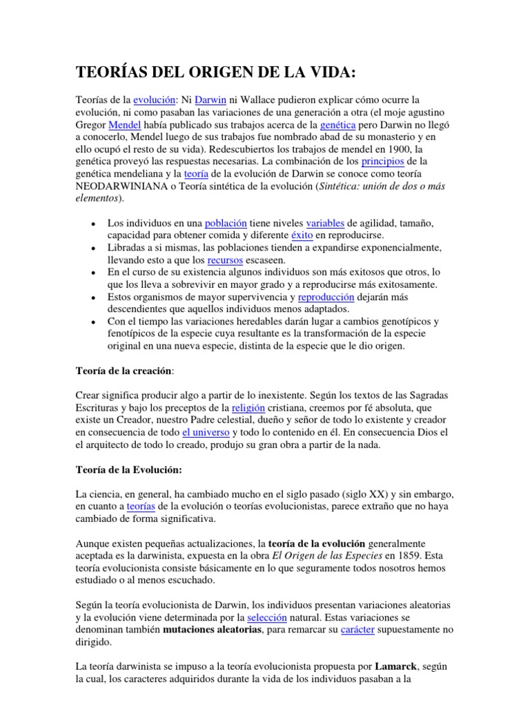 Teorías Del Origen de La Vida | PDF | Big Bang | Universo