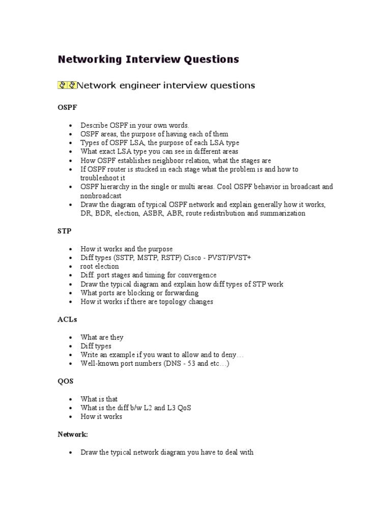 Networking Interview Questions | PDF | Osi Model | Internet Protocol Suite