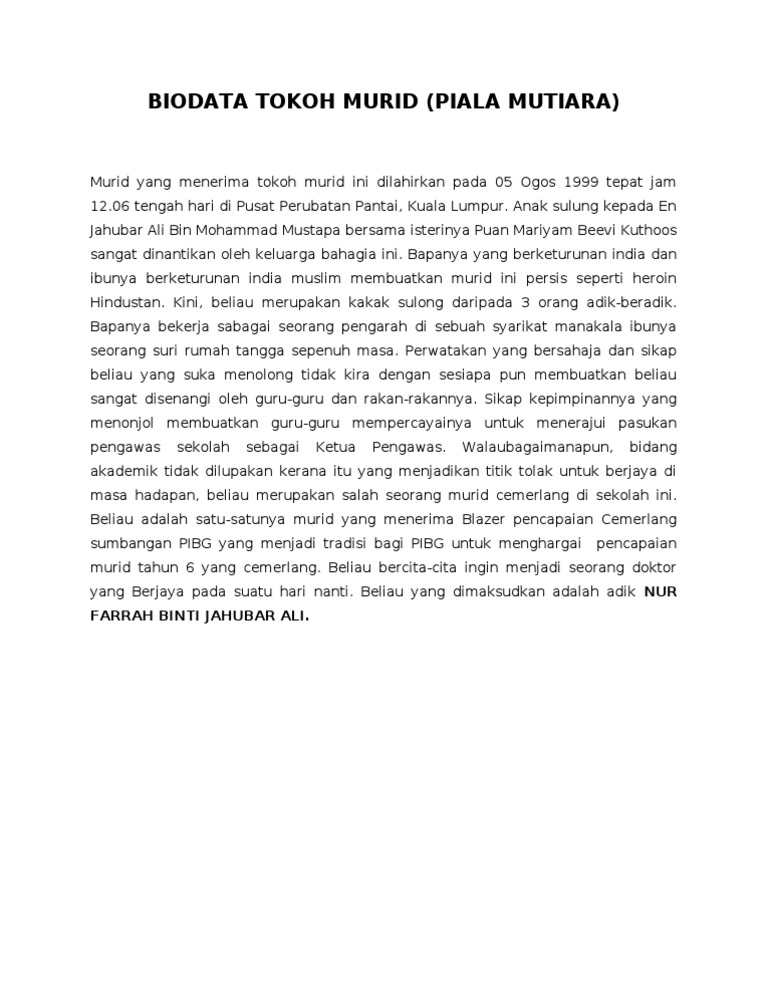 Biodata Tokoh Murid Pdf