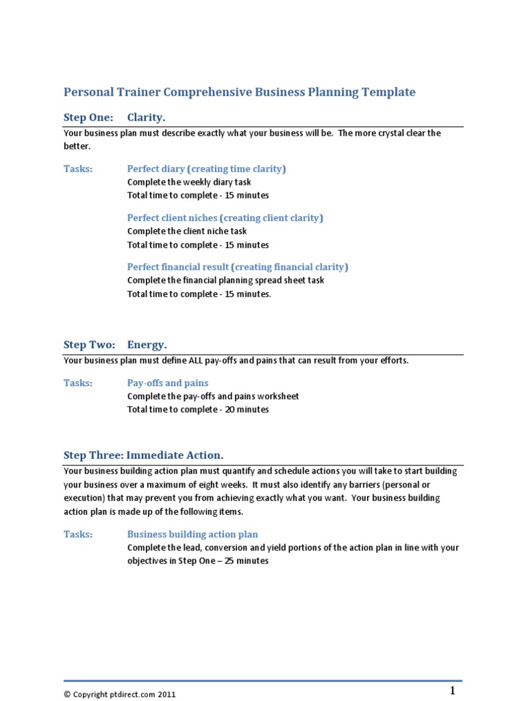 General format of a comprehensive business plan picture