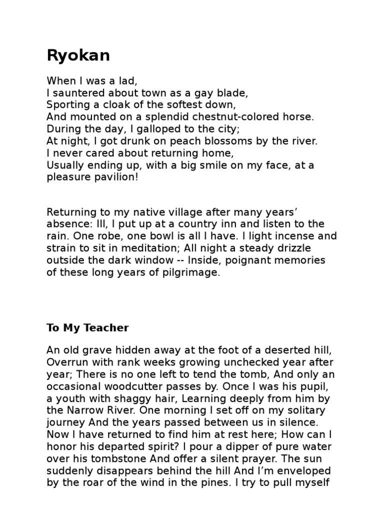 Zen Poetry Ryokan Download Free Pdf Nature