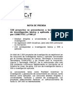 558 Proyectos Se Presentaron A Los Concursos de Investigación Básica y Aplicada