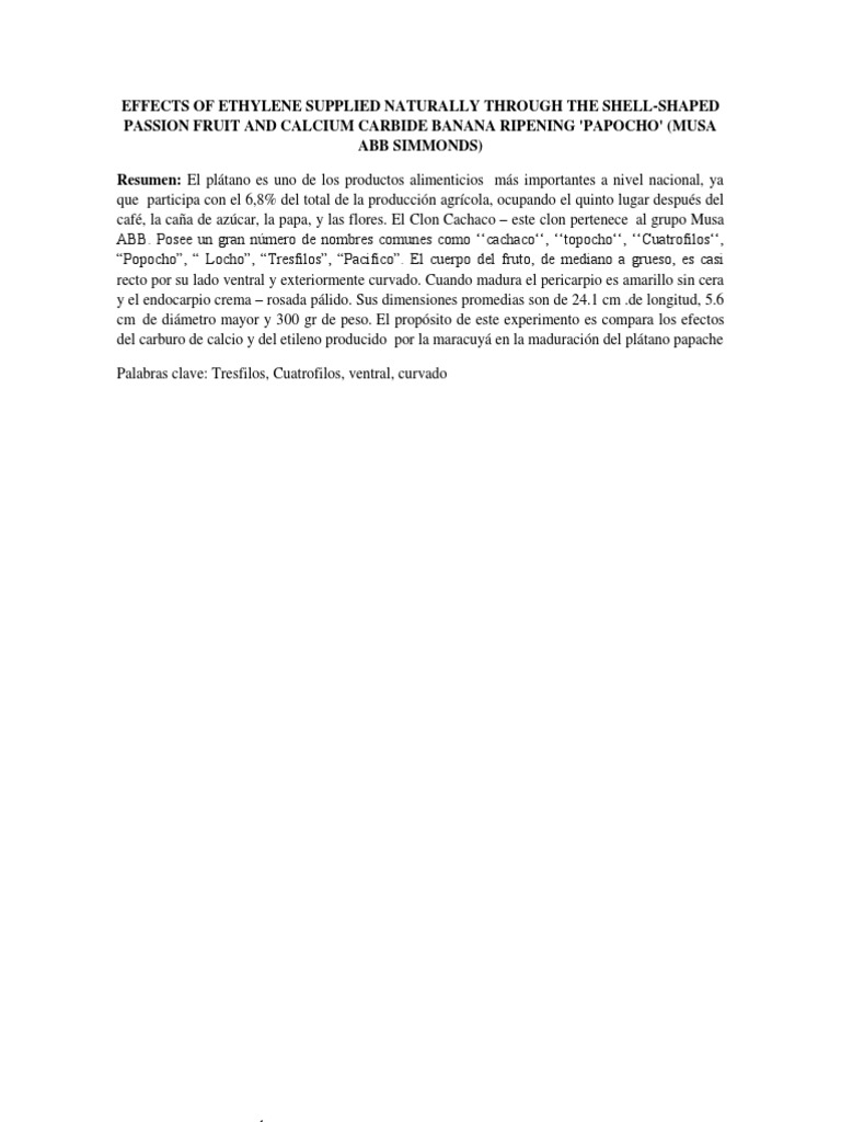 Efectos del etileno en plátano Papocho | PDF | Plátano | Science