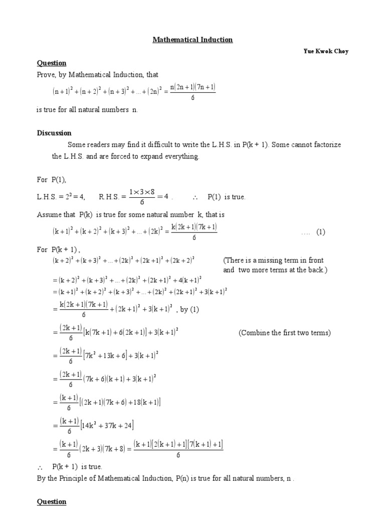 Mathematical Induction Problems Pdf