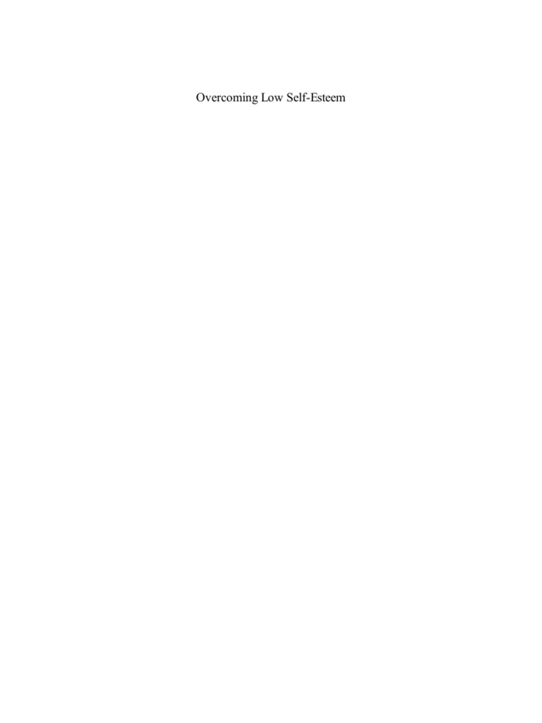 Overcoming Low Self-Esteem | PDF | Cognitive Behavioral Therapy ...