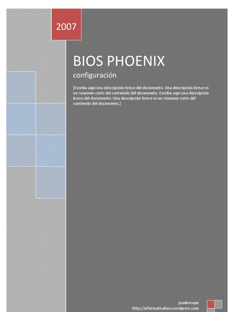 Guía de Configuración BIOS Phoenix | PDF | Bios | Contraseña