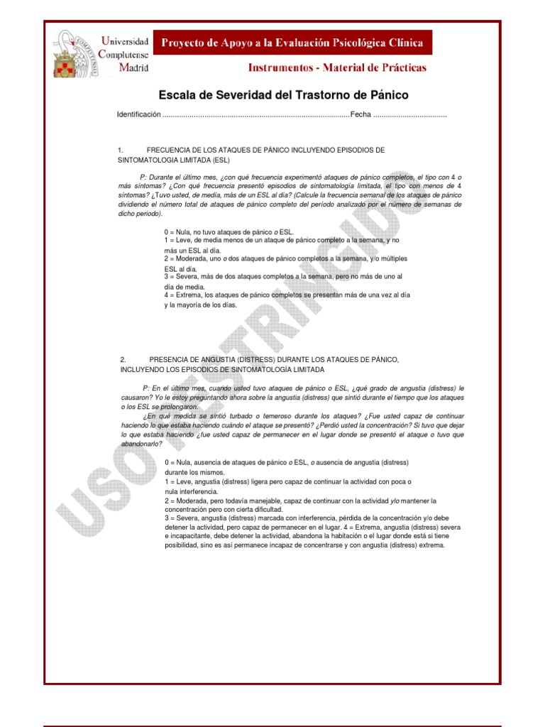 PDSS - P.pdfpanico Escala de Severidad | PDF | Ataque de pánico | Temor