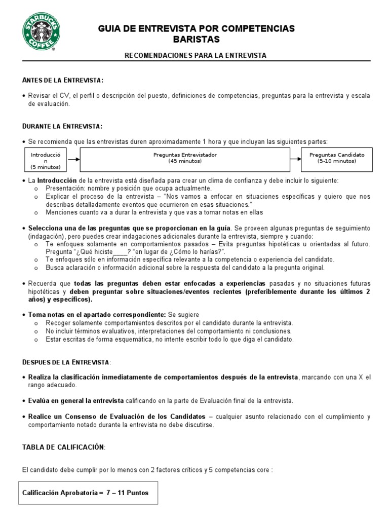 Guia de Entrevista Starbucks