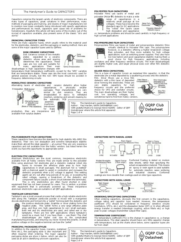 Handyman's Capacitor Guide | PDF | Capacitor | Manufactured Goods