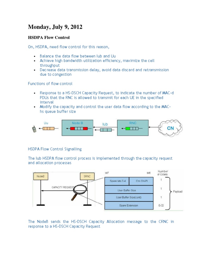 HSDPA Flow Control Mechanisms Explained | PDF