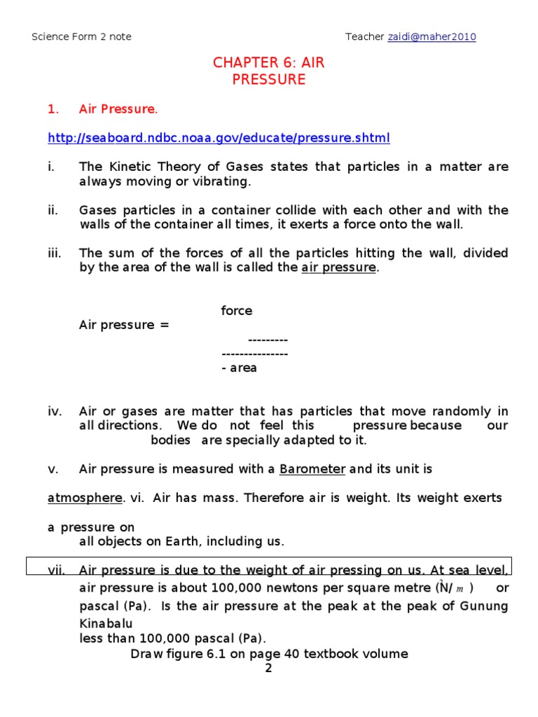 Chapter 6 - Air Pressure  Pressure  Atmosphere Of Earth