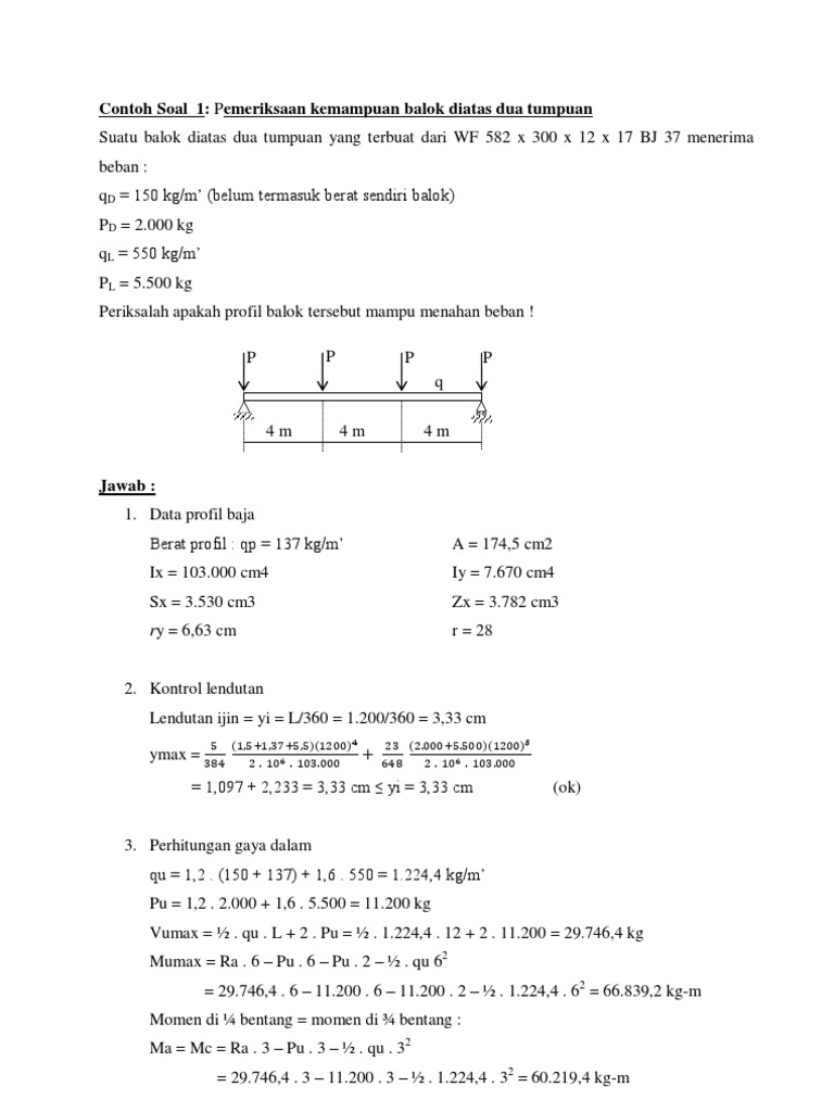 Balok Lentur Contoh Soal