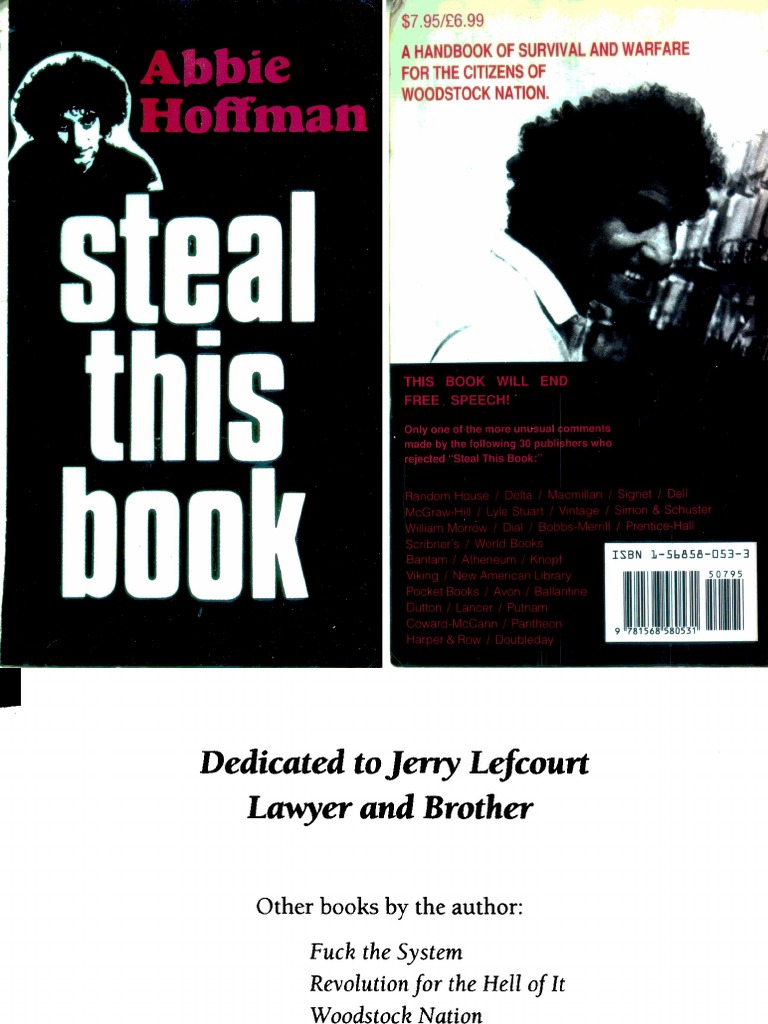 この本を盗め / Steal This Book Steal This Book: Hoffman, Abbie: 9781568582177: Amazon.com