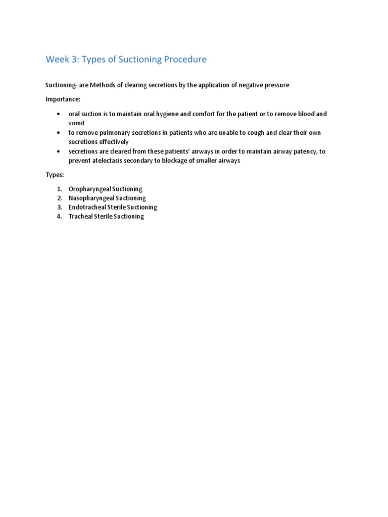 Types of Suctioning Procedures Explained | PDF