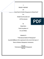 Analysis of Mutual Fund & Portfolio Management in Mutual Fund For Motilal Oswal Securities by Kalpa Kabra