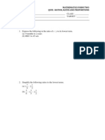 Answer All Questions.: Mathematics Form Two Quiz: Ratios, Rates and Proportions