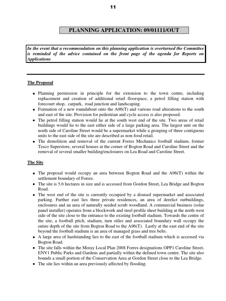 Forres Town Centre Expansion Plan | PDF | Risk Management | Flood