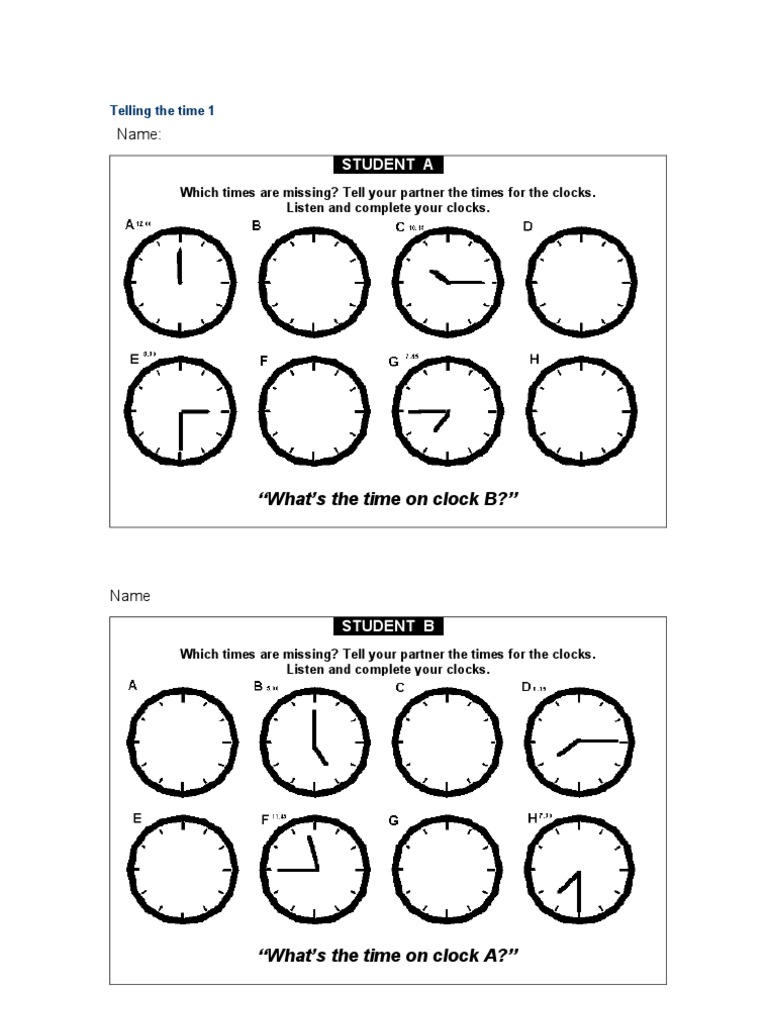 telling the time worksheet