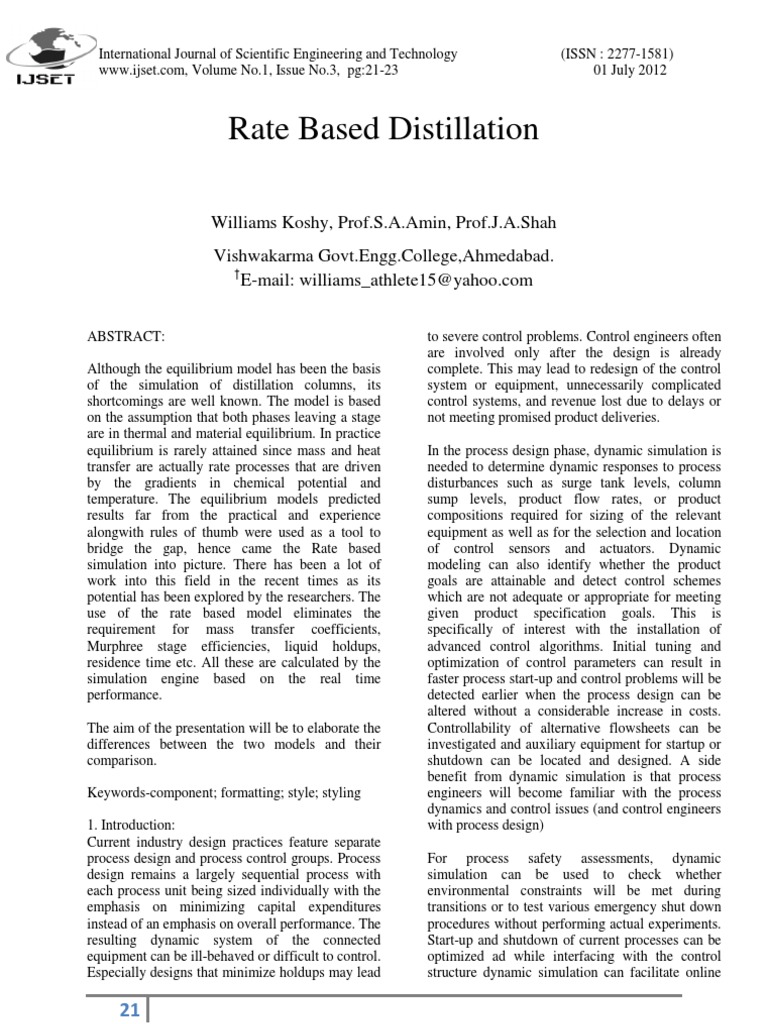 Rate-Based Distillation Models Explained | PDF | Thermodynamic ...