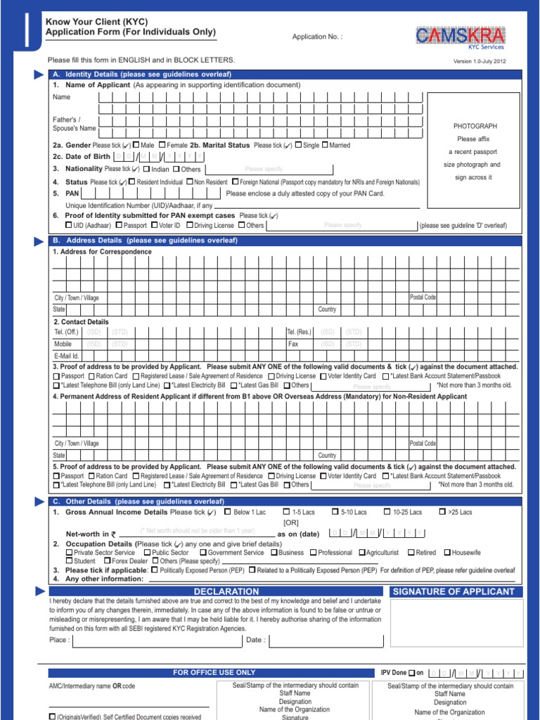 KYC Form | Identity Document | Government Information