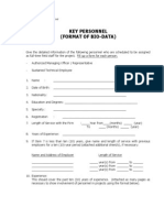 Personnel Format of Bio Data