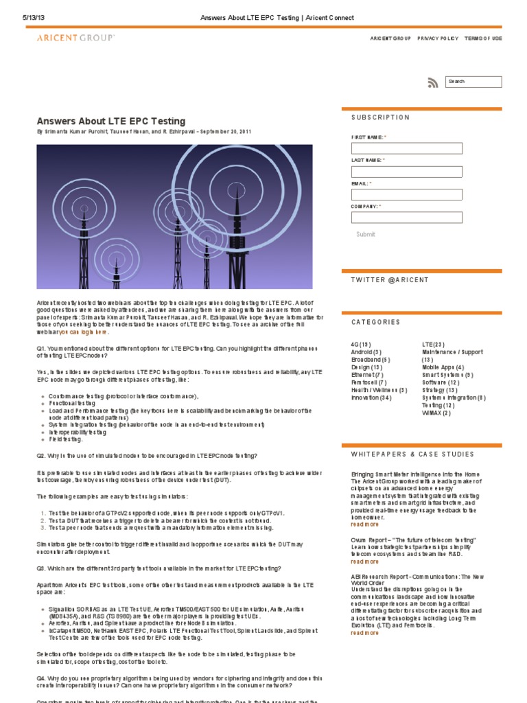 LTE EPC Testing - Aricent Connect PDF | PDF | I Pv6 | Lte ...