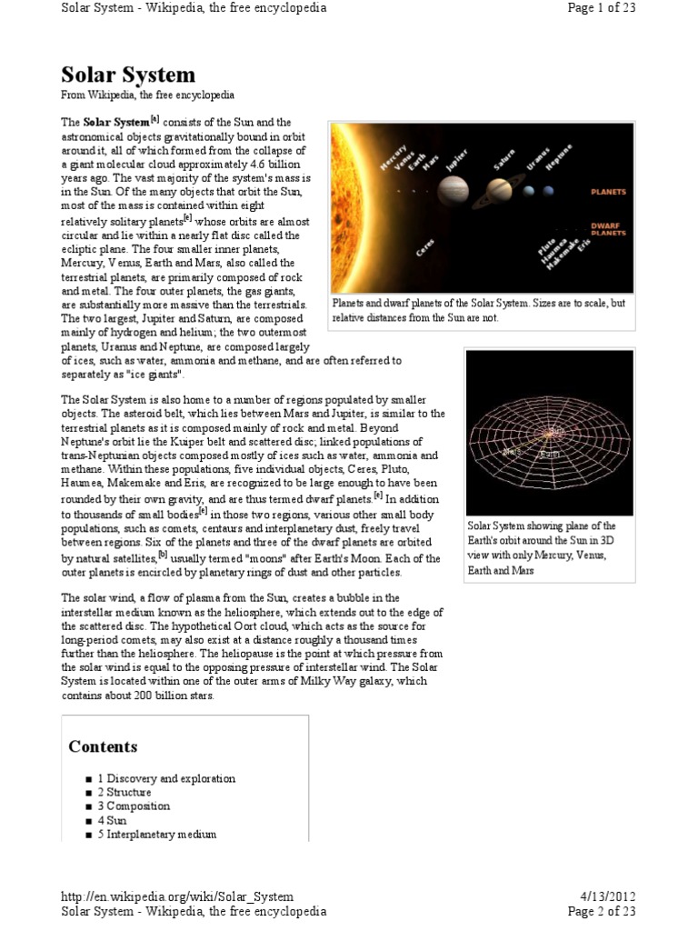 Solar System Wikipedia Solar System Planets