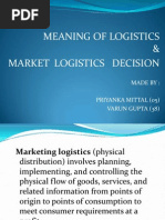 Meaning of Logistics & Market Logistics Decision