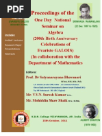 Download Proceedings of the One Day National Seminar on Algebra 200th Birth Anniversary Celebrations of Evariste Galois at Kbn College Vijayawada 20111025 Final to Upload by bhavanarim SN153406929 doc pdf