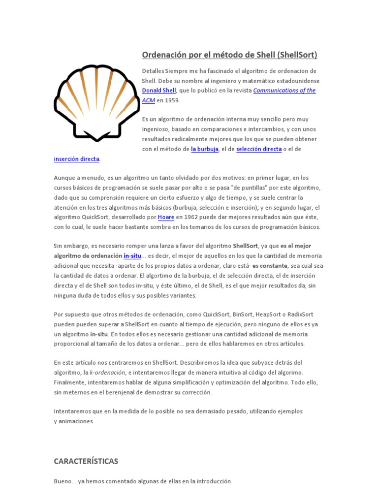 Ordenación Por El Método de Shell | PDF | Algoritmos | Estructura de ...