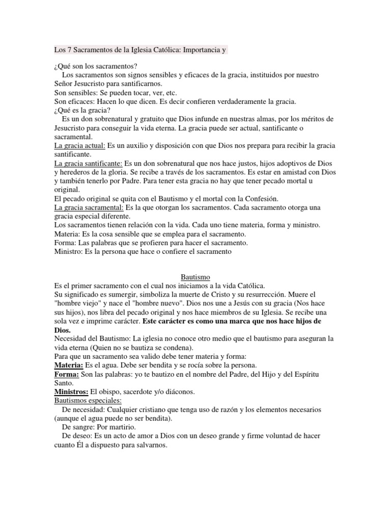 Los 7 Sacramentos de la Iglesia Católica | PDF | Sacramentos | Penitencia
