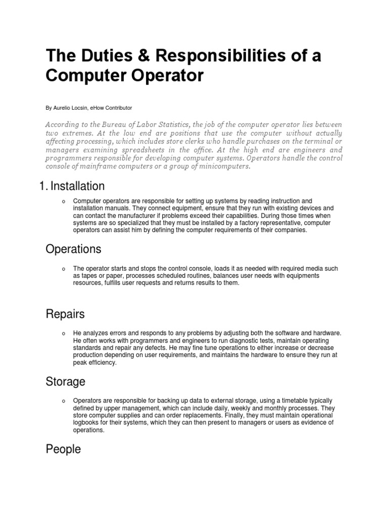 Bpsc Tre Syllabus Computer Operator Duties