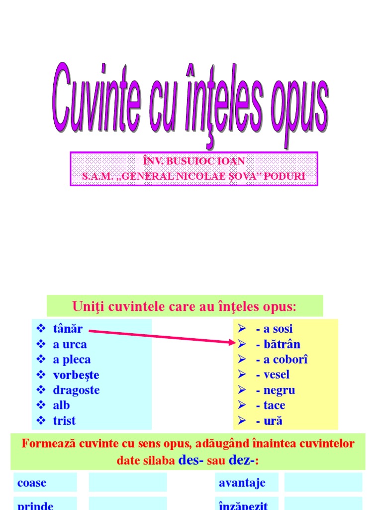 Cuvinte Cu Sens Opus Pentru Cauta Cu Vint Ecu Inteles Opus | PDF