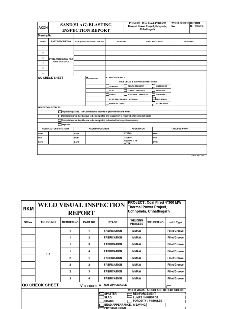 Painting & Sand Blasting Report Welding Materials Prueba gratuita