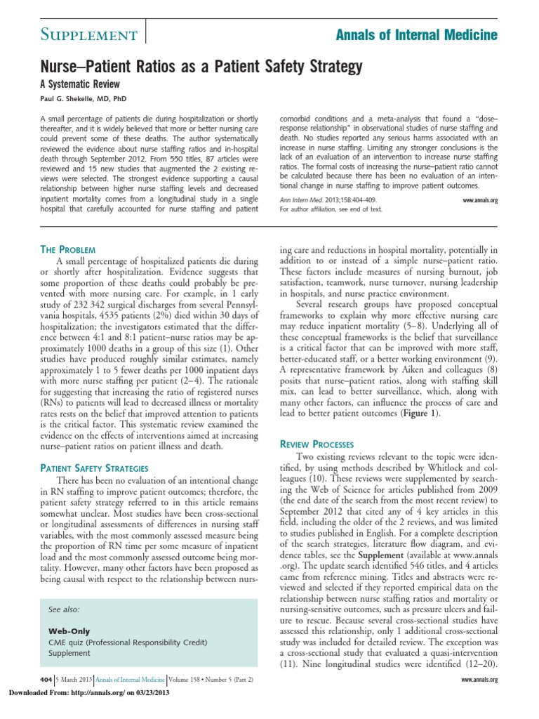 Nurse Patient Ratio PDF Patient Safety Nursing
