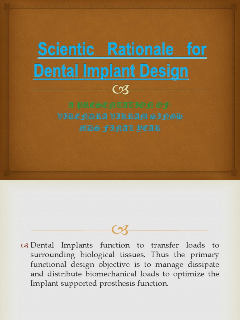 Scientic Rationale For Dental Implant Design | PDF | Dental Implant | Bone