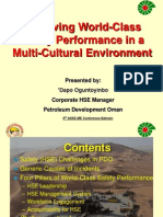 Achieving World-Class Safety Performance in A Multi-Cultural Environment
